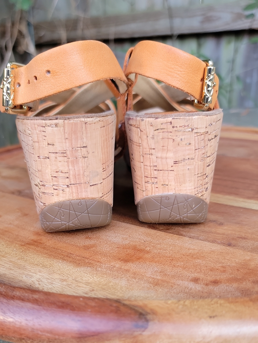Bussola Wedge Sandals in Old Luggage Apricot Leather - Strappy Cork Platform 6.5 - Picture 5 of 9